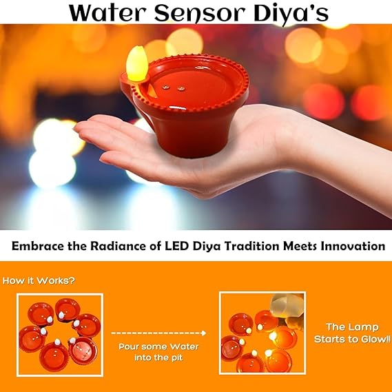 LED Light Water Sensor Diyas Plastic with, Ambient Lights, (Pack of 6/12/18/24)